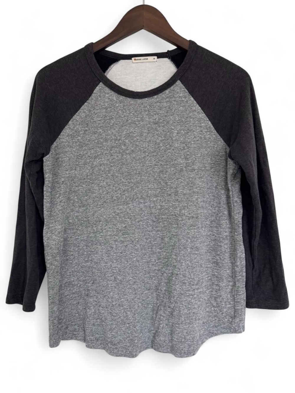 Marine Layer Grey Baseball Quarter Sleeve Top Medium Cozy Lounge Casual